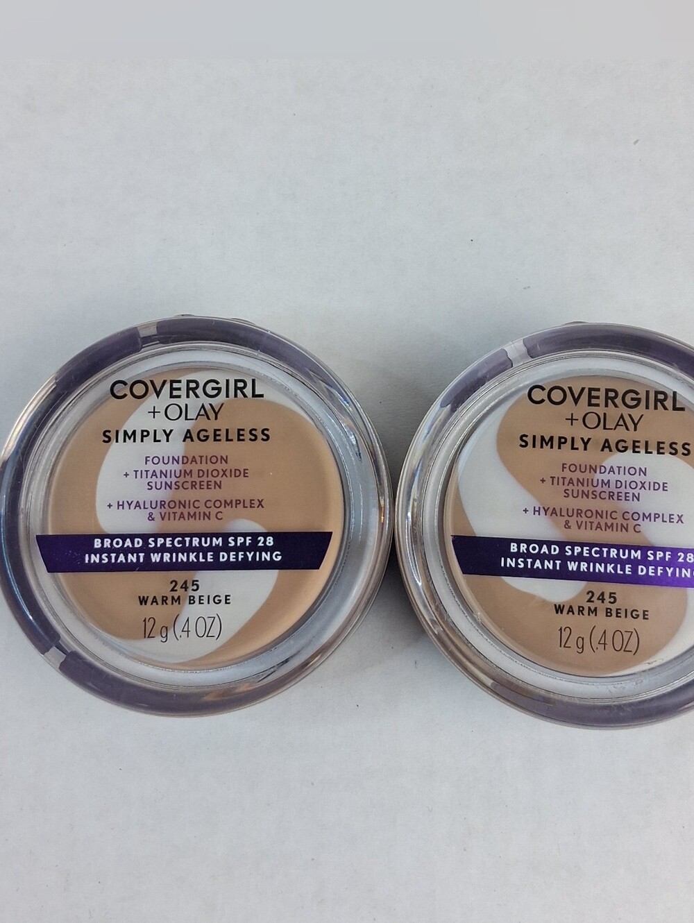 Covergirl + Olay Simply Ageless Foundation: 245 Warm Beige Lot of 2